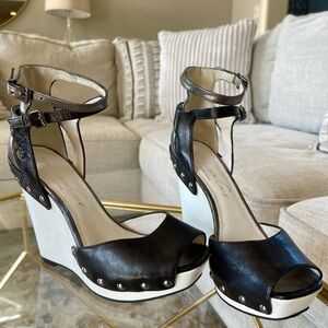 Black & White Studded Wedges